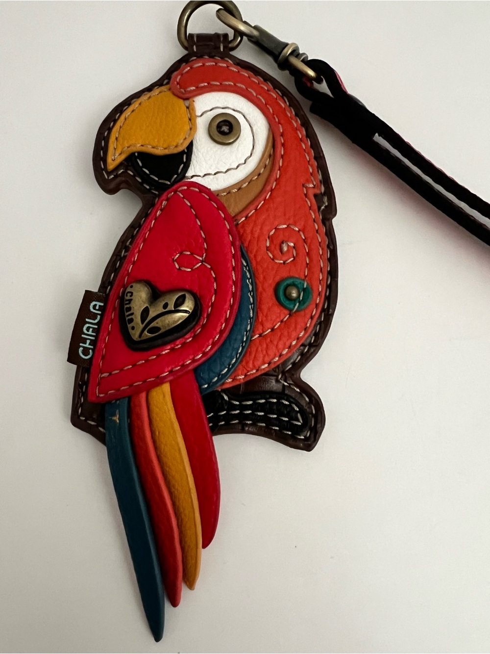 Flawed Chala Multicolor Parrot Bird Charm Keychain Coin Purse Wristlet